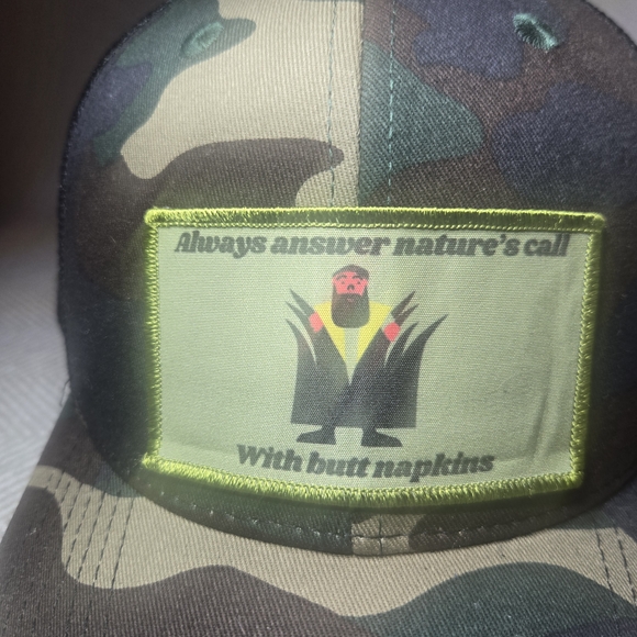 Camouflage Cap with Humorous Patch - Picture 1 of 5